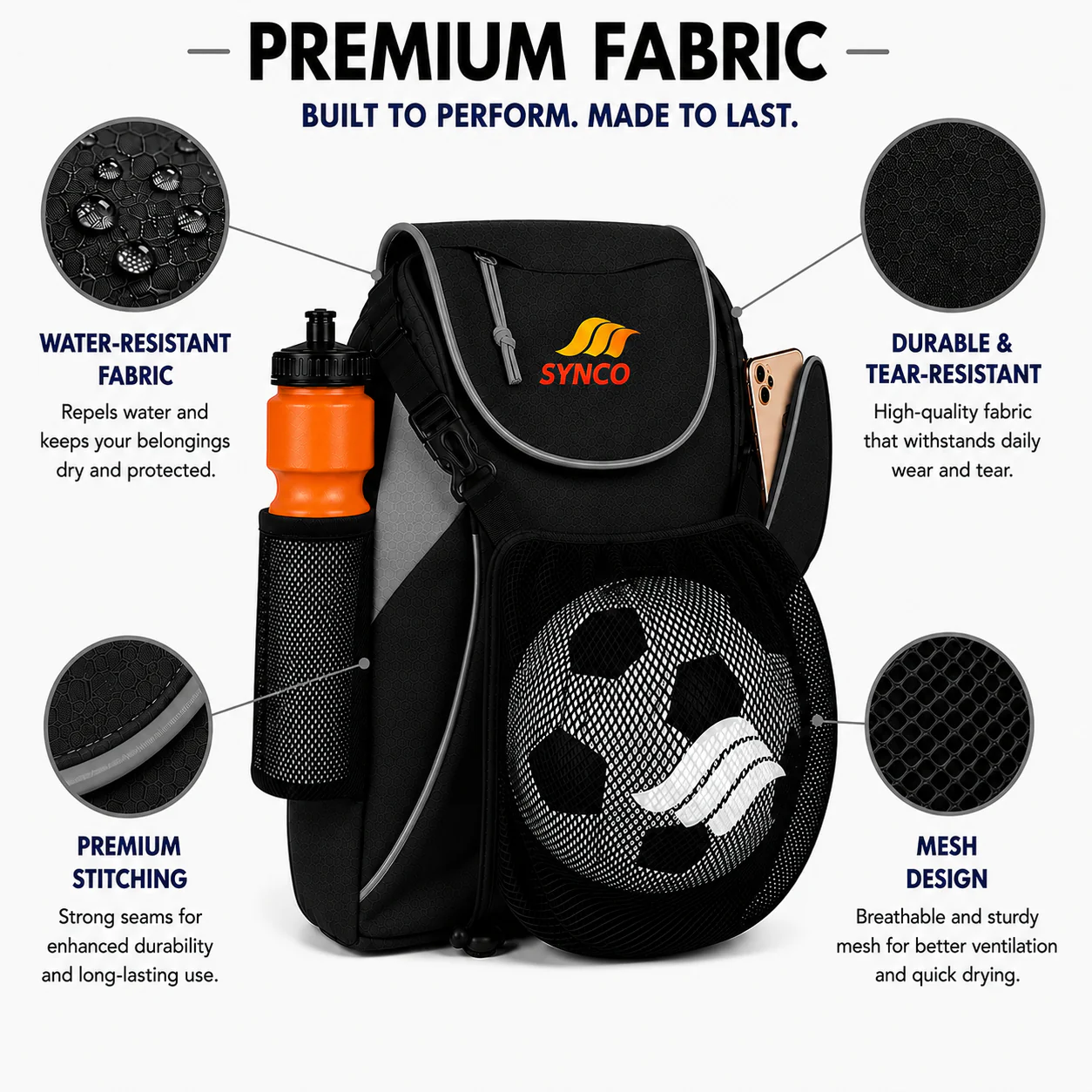 Synco Blaze Football Bag (Black) - Image 6