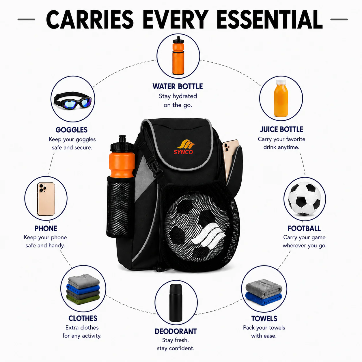 Synco Blaze Football Bag (Black) - Image 7