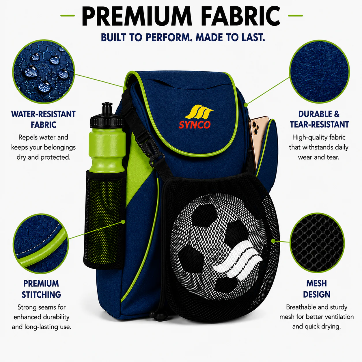 Synco Blaze Football Bag (Blue Green) - Image 6