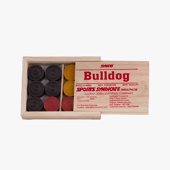 Synco Bulldog Carrom Coins with special wood box