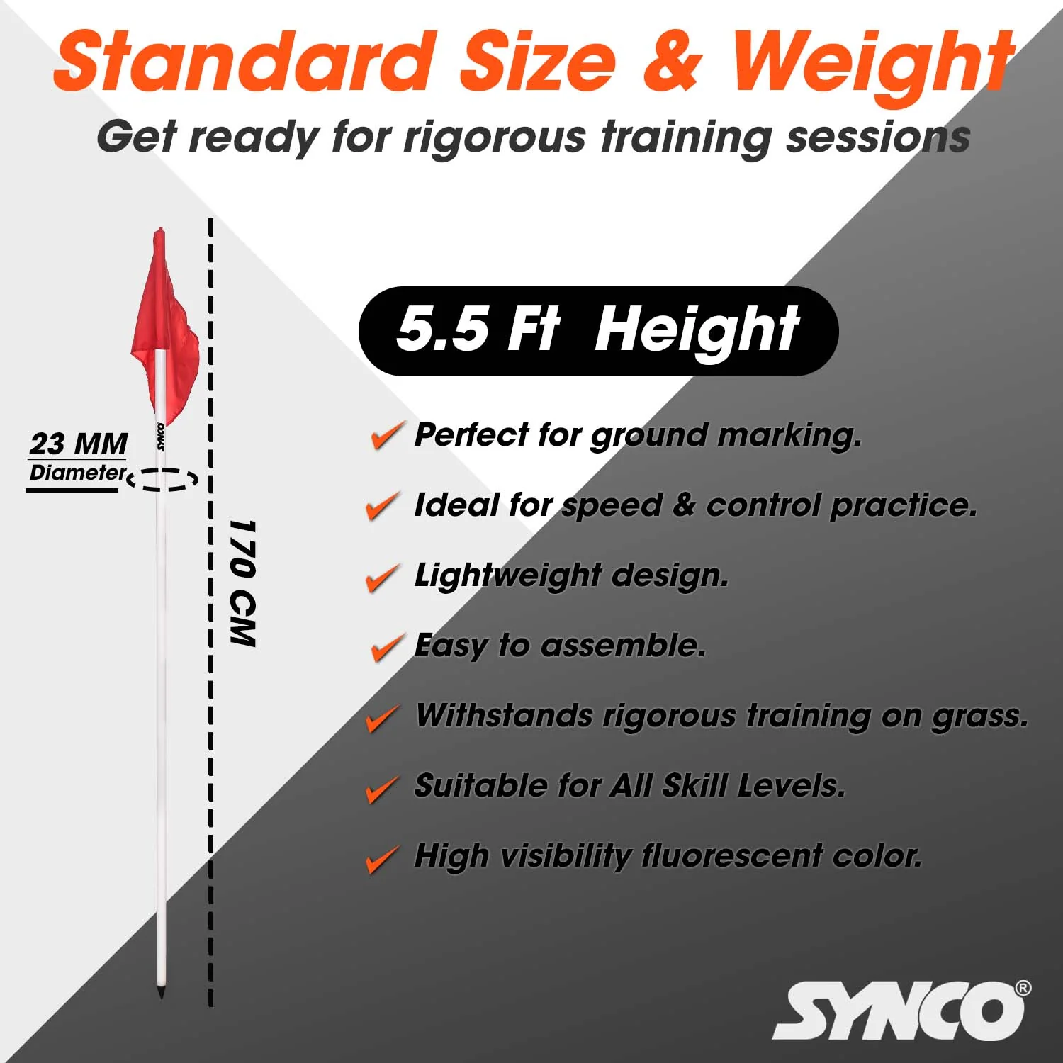 Synco Field Corner Poles with Flag 5ft (Set of 4) - Image 4