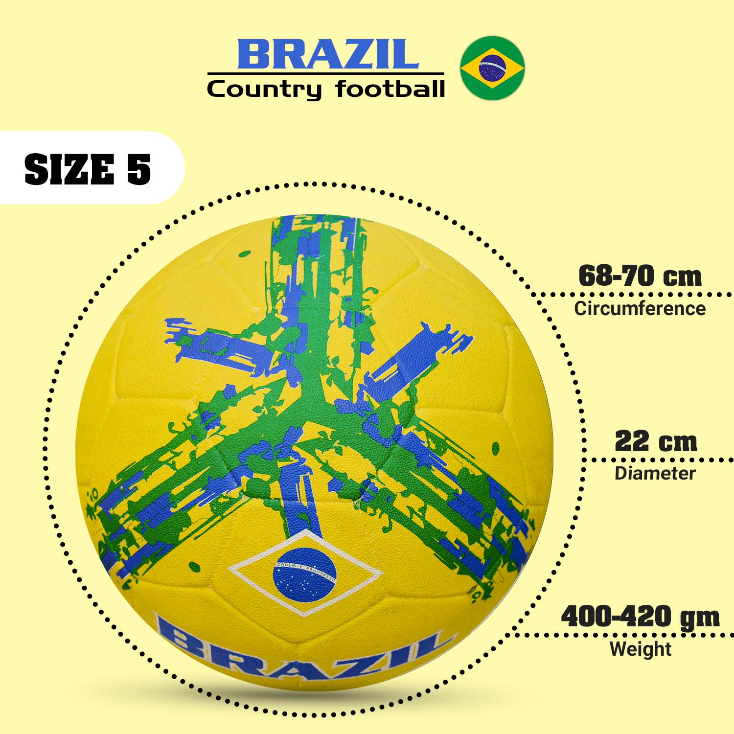 Synco Country Flag Football - Brazil (Size-5) - Image 5