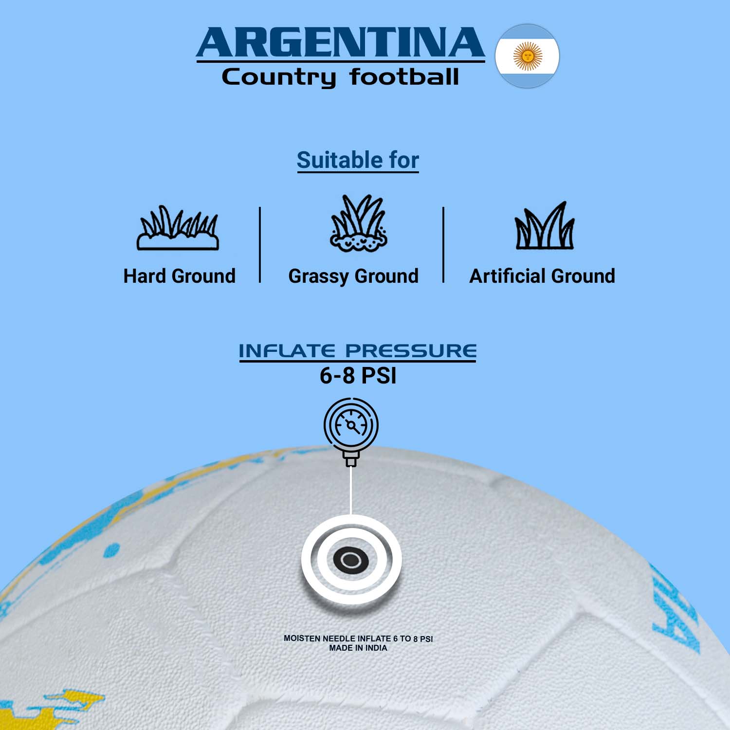Synco Country Flag Football - Argentina (Size-5) - Image 3