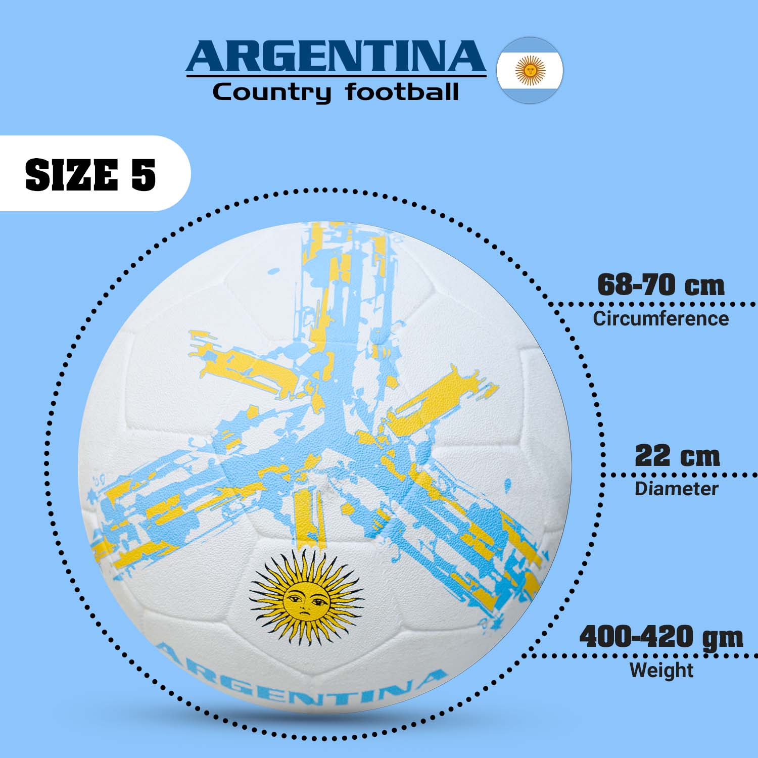 Synco Country Flag Football - Argentina (Size-5) - Image 5