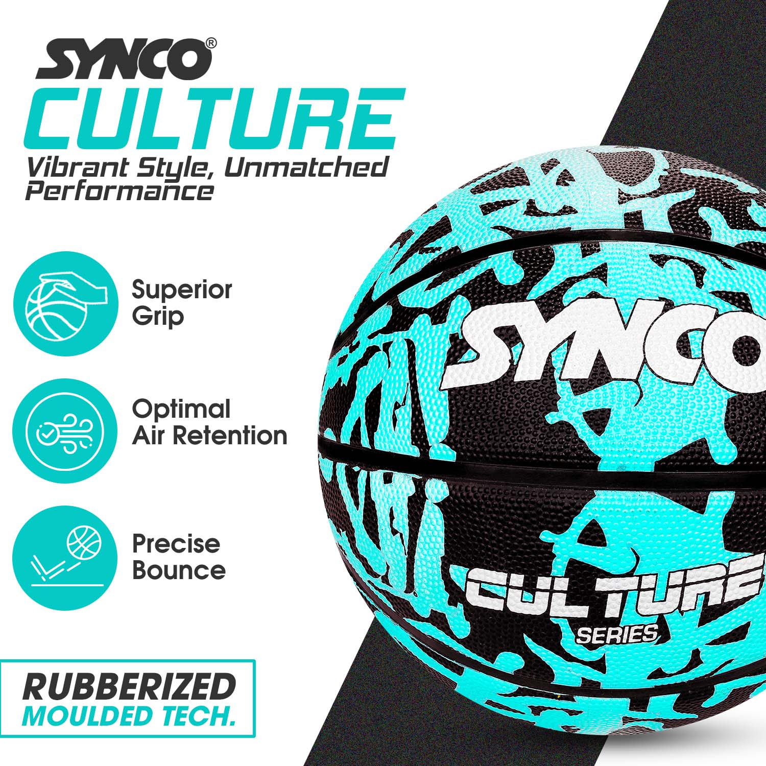 Synco Culture Basketball (Size-5) Blue-Black - Image 3