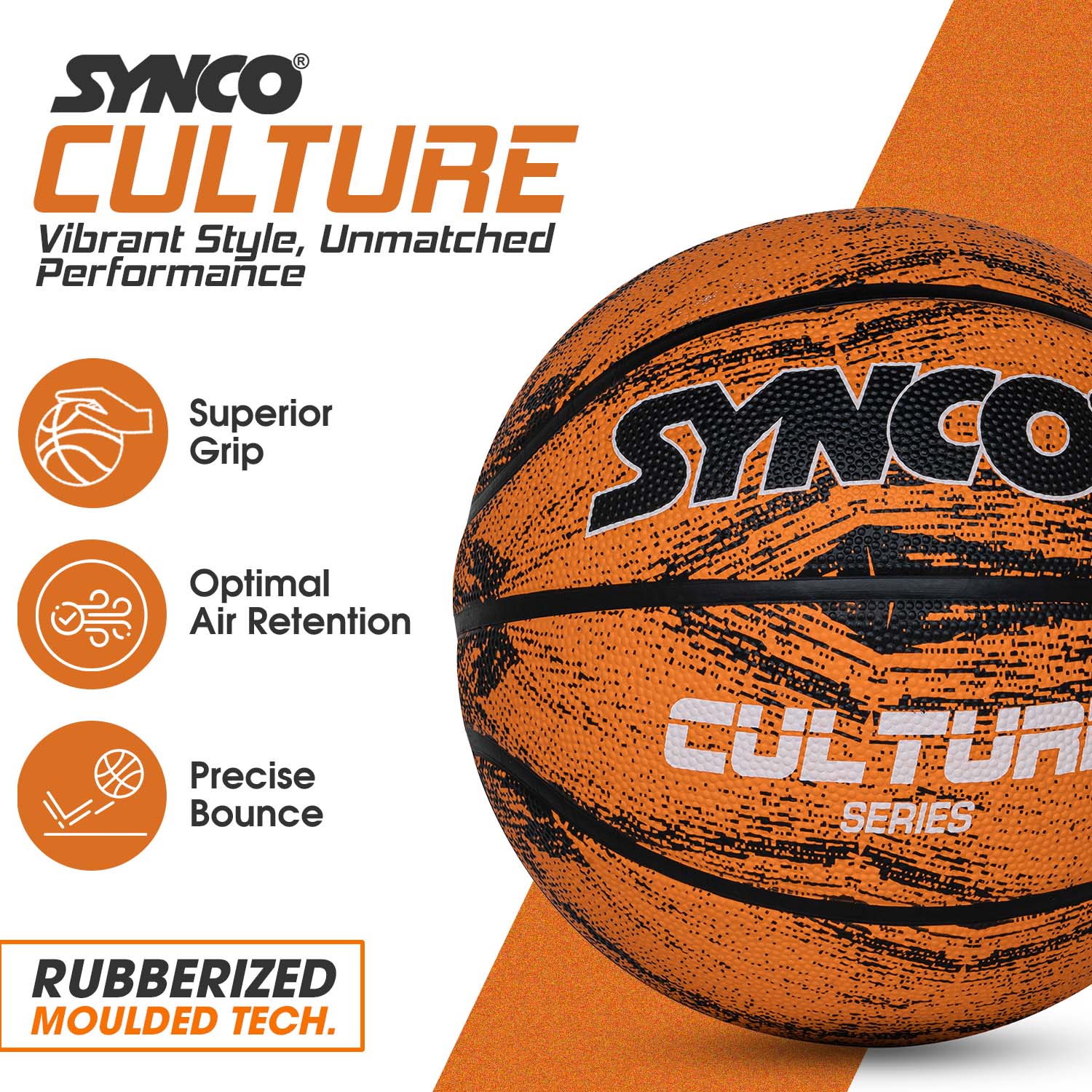 Synco Culture Basketball (Size-5) Orange - Image 2