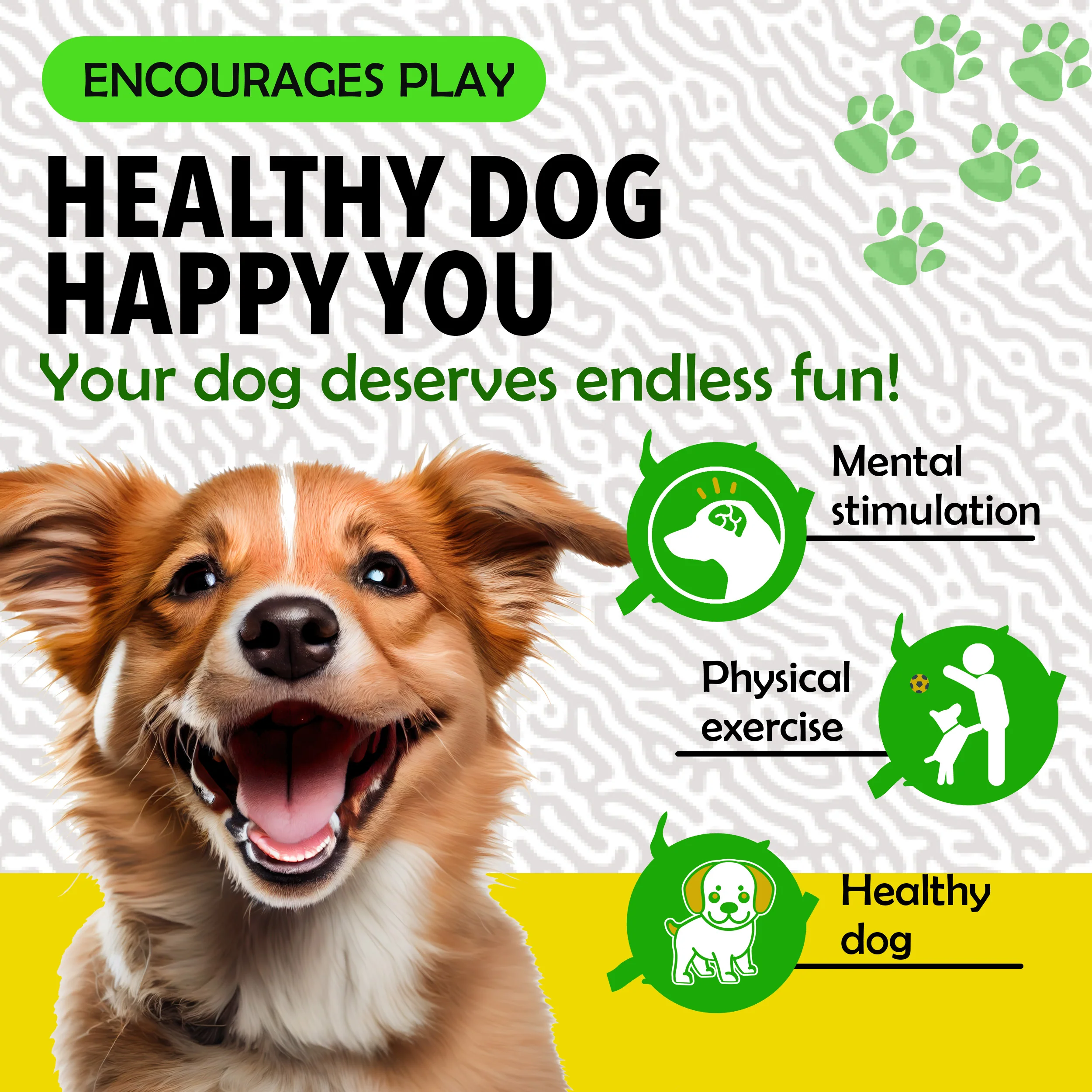 Synco Dog Football with Green Holding loops (Yellow) | size-3 - Image 5