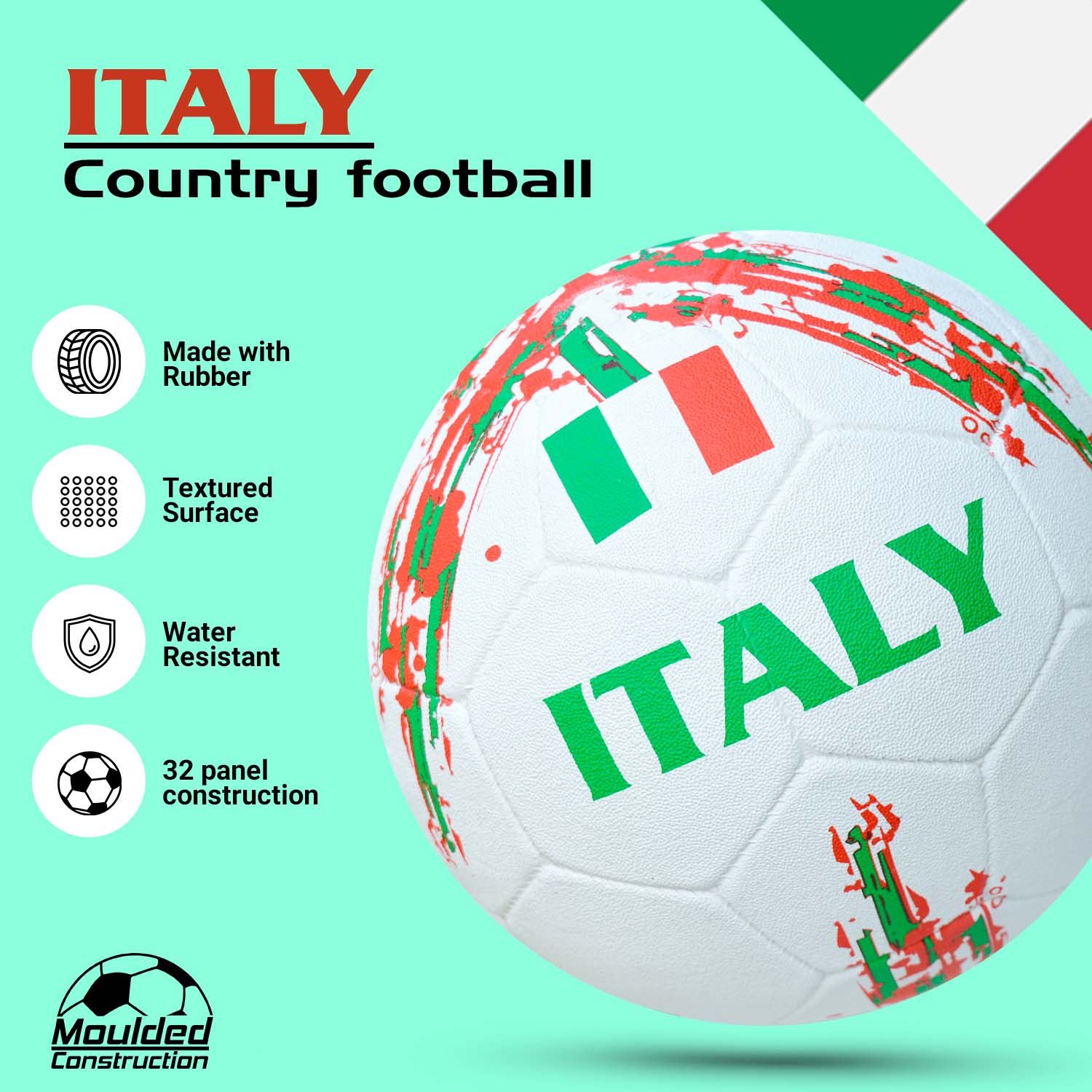 Synco Country Flag Football - Italy (Size-5) - Image 2