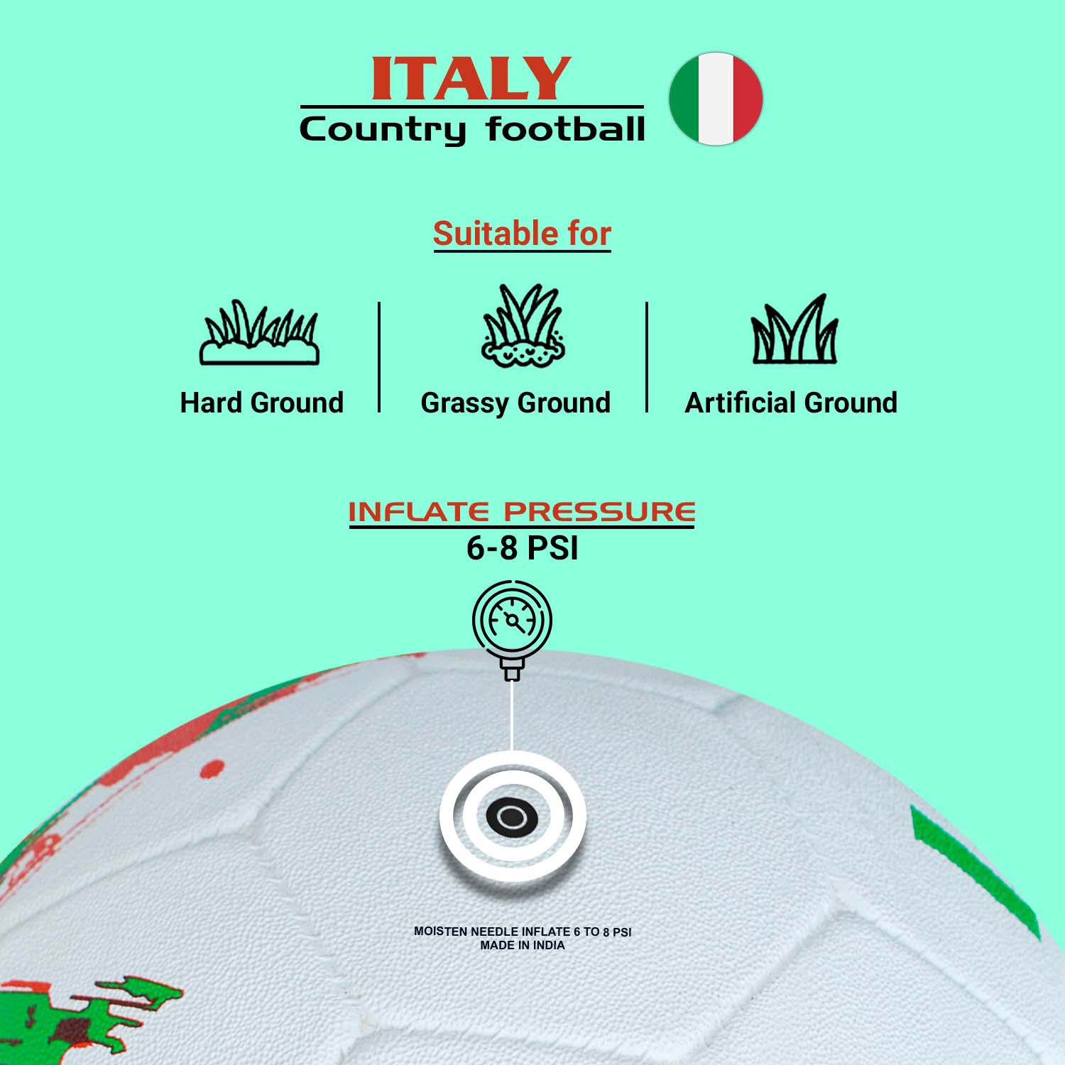 Synco Country Flag Football - Italy (Size-5) - Image 3