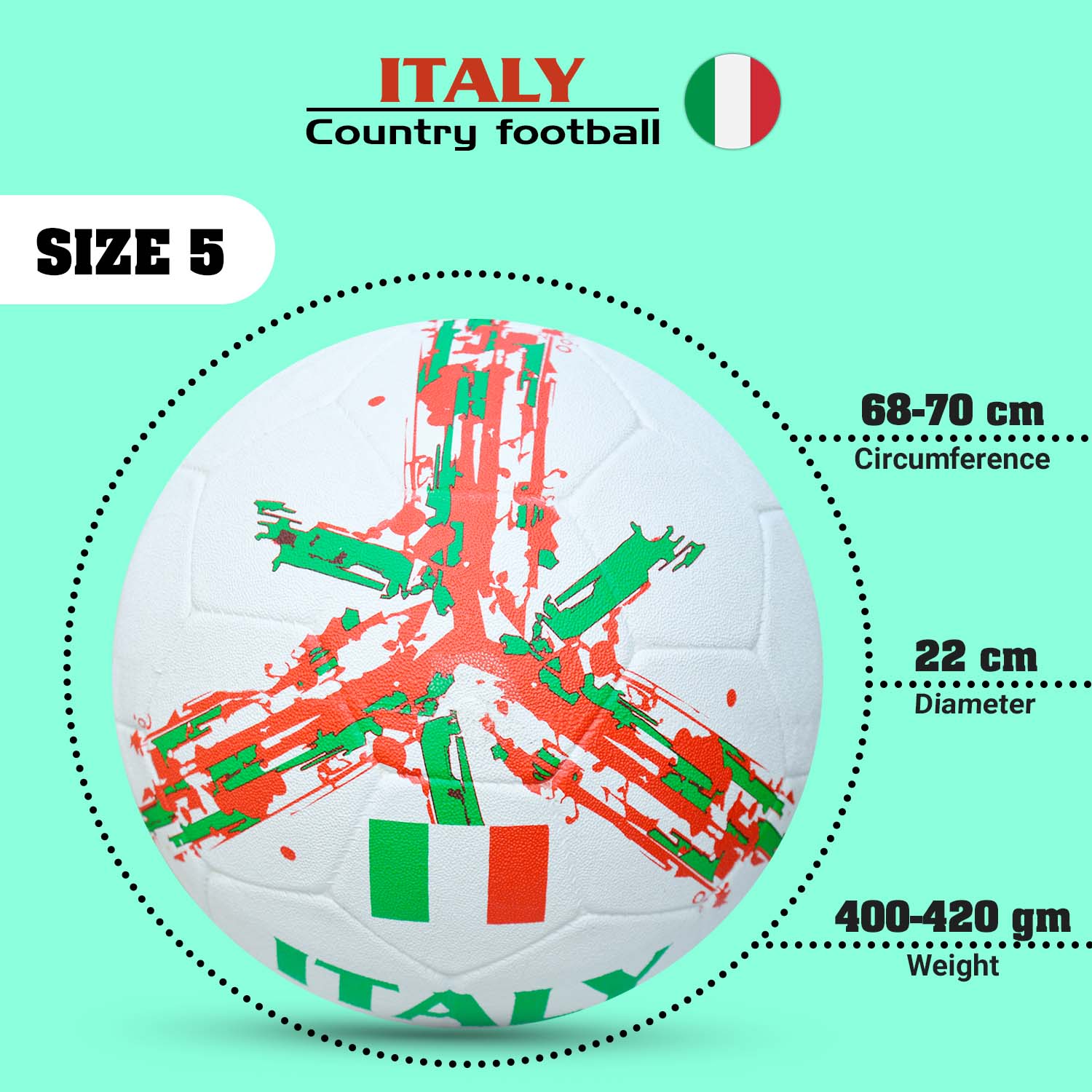 Synco Country Flag Football - Italy (Size-5) - Image 5