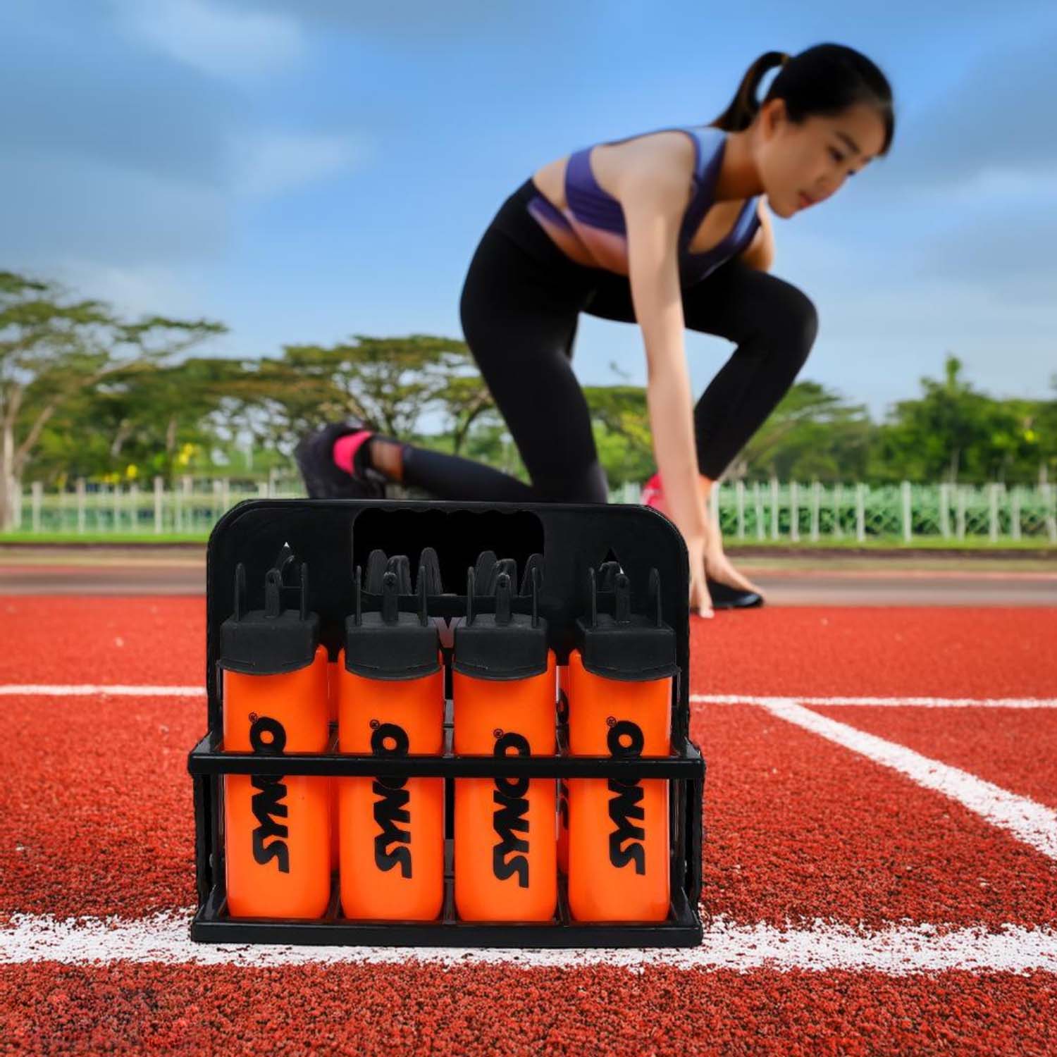 Synco Hygienic Water Bottle carrier set (8 bottles) Orange-Black - Image 7