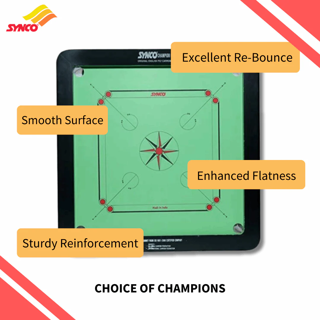 Synco Green Full size 20 mm Carrom Board - Image 2