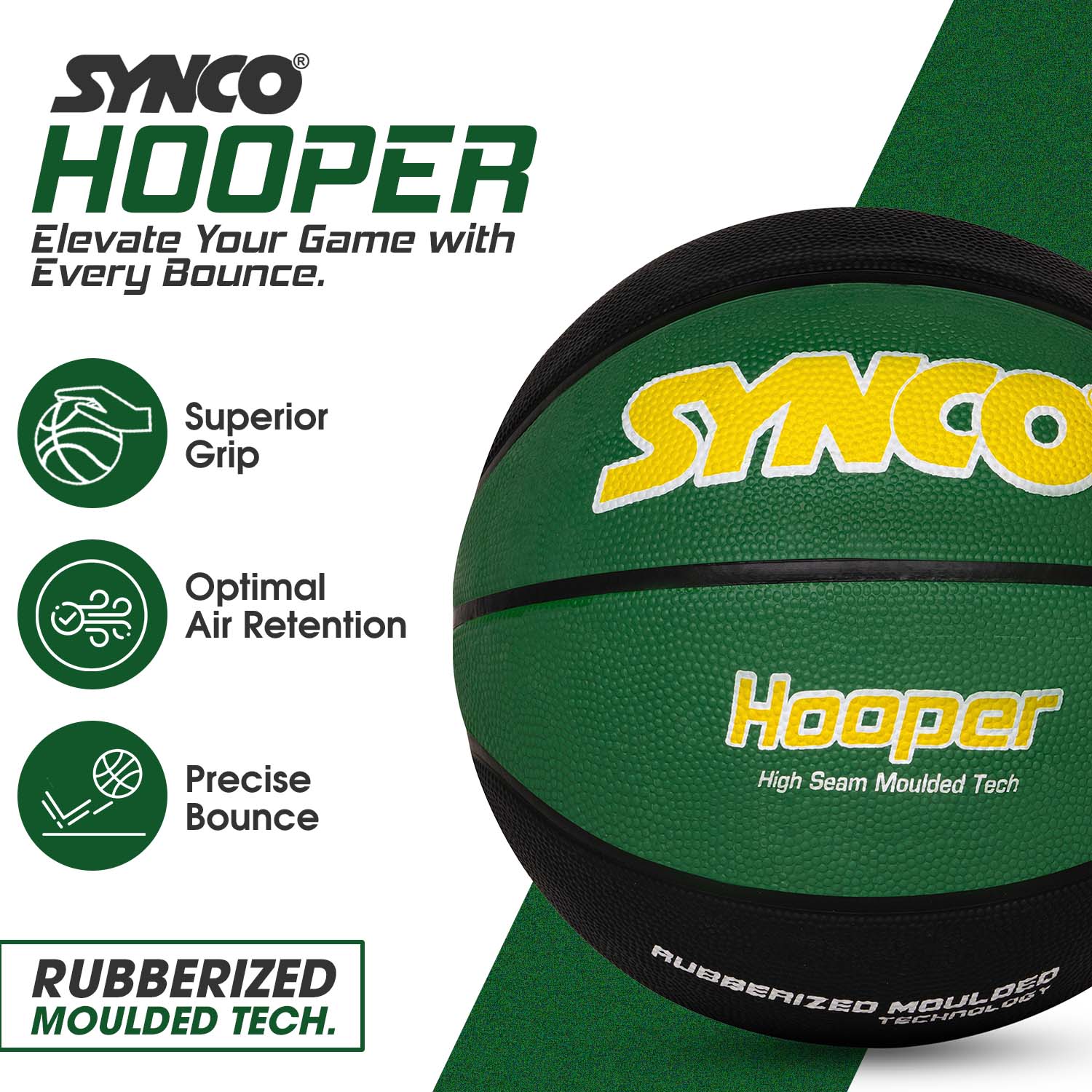 Synco Hooper Basketball (Size-6) Green-Black - Image 3