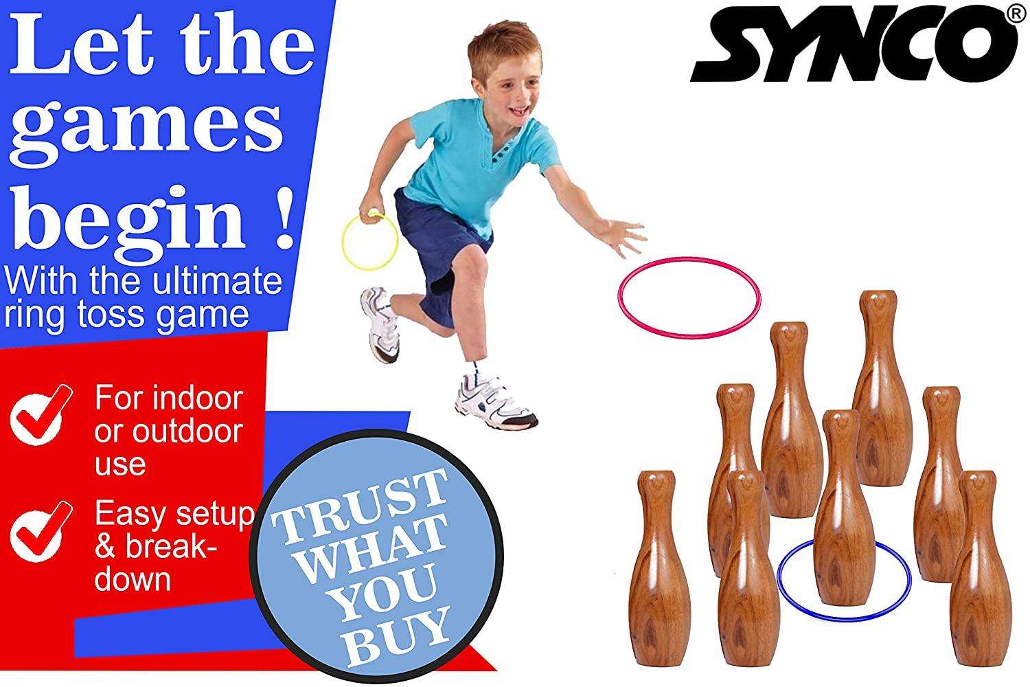 Synco Wooden Lawn Bowling & Ring Toss Game for Kids and Adults | 2-in-1 Game Set - Image 3