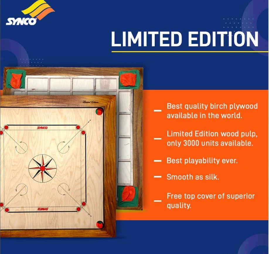 Synco Limited Edition 20 mm Full size carrom board with Free Cover - Image 10
