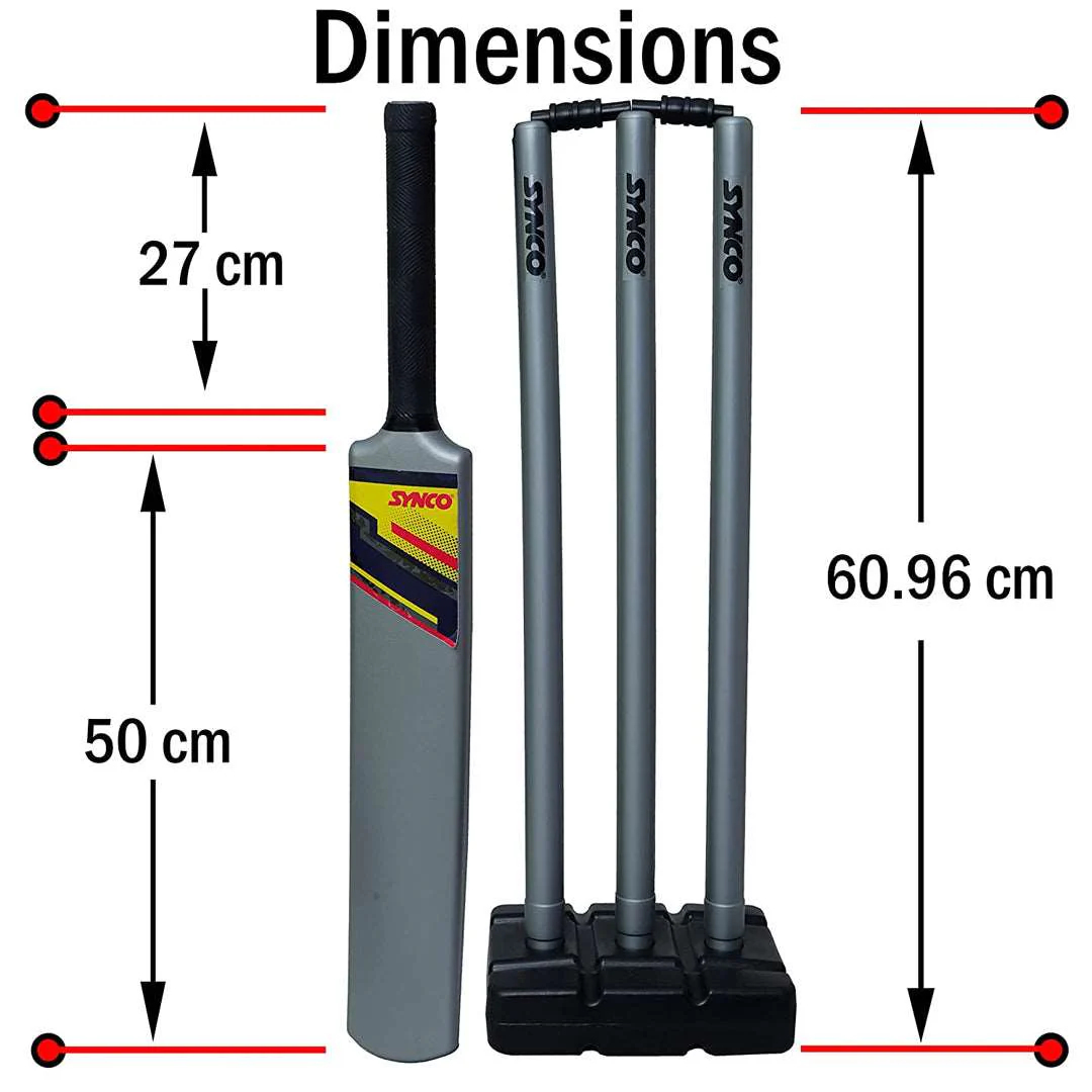 Synco Plastic Cricket Set with Ball Combo for Age Group 12-15 Years Size-5 - Image 2