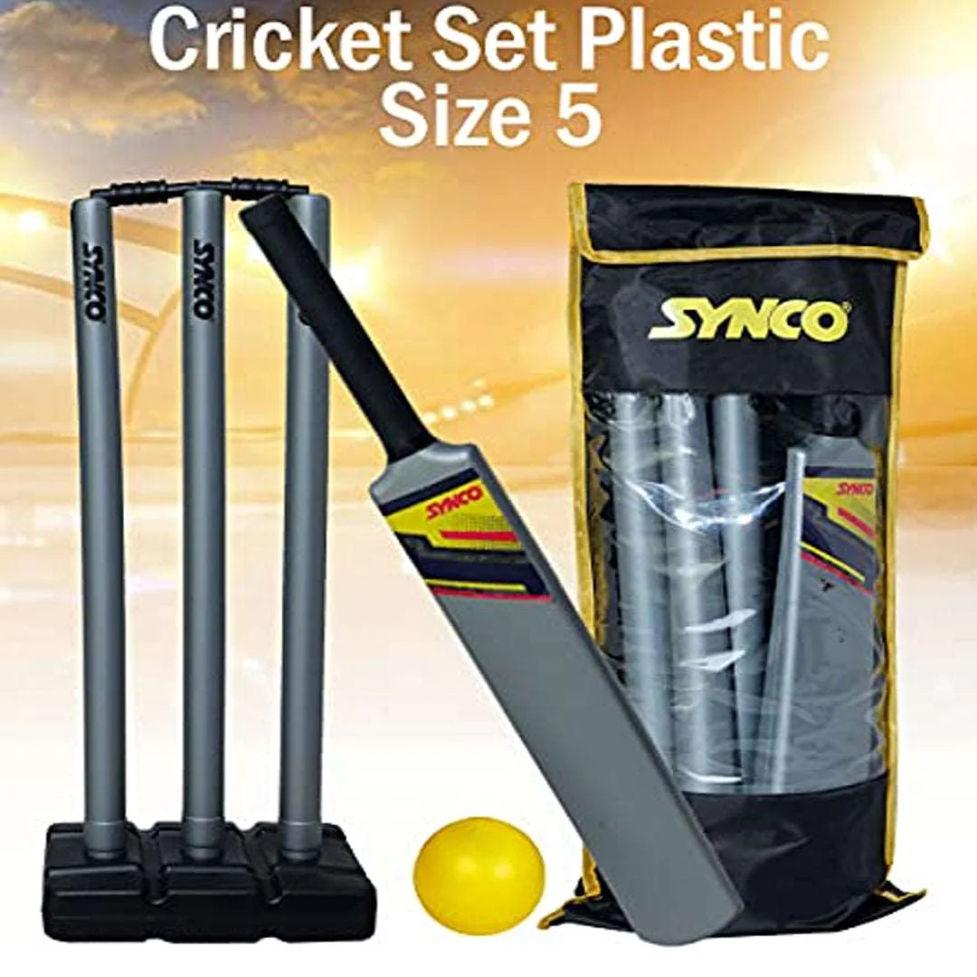Synco Plastic Cricket Set with Ball Combo for Age Group 12-15 Years Size-5 - Image 4