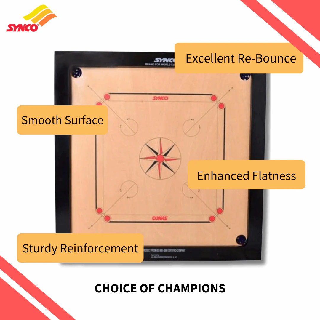 Synco Speedway 4mm Full Size Carrom Board - Image 2