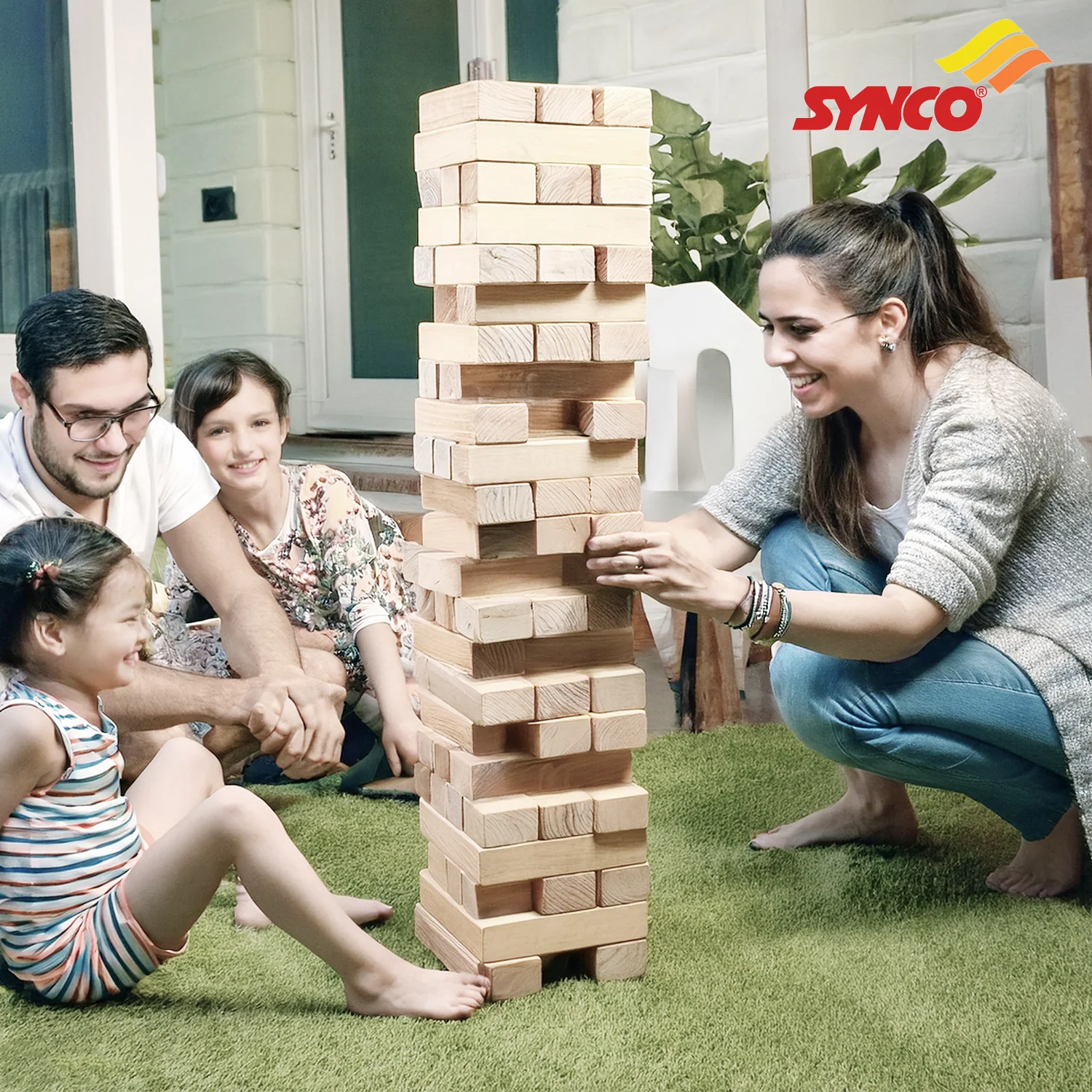 Synco Wooden Jumbo High Tower - Giant Tumbling Tower Game with Natural Pine Wood | Outdoor Garden/Indoor Game - Image 6