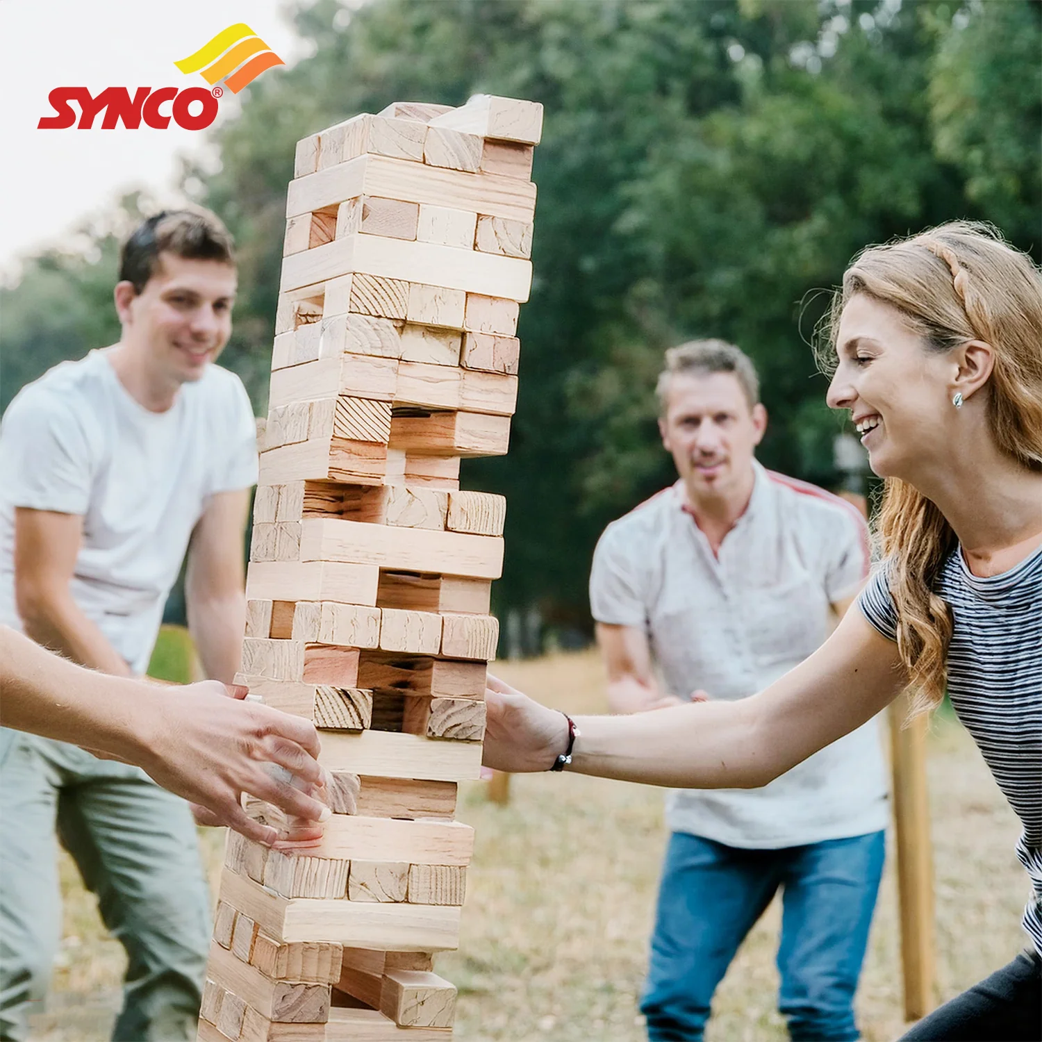 Synco Wooden Jumbo High Tower - Giant Tumbling Tower Game with Natural Pine Wood | Outdoor Garden/Indoor Game - Image 7
