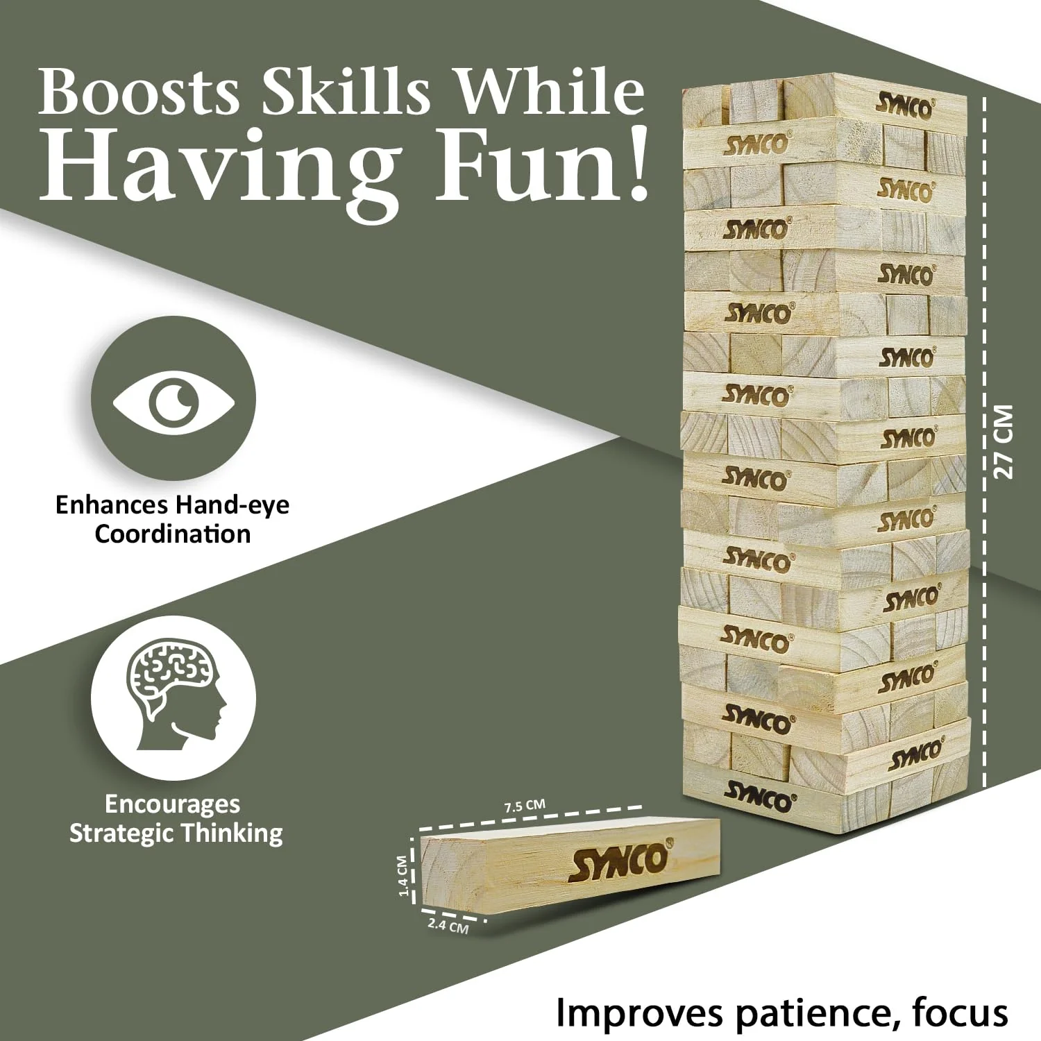 Synco Mini Tower Blocks Stacking Game - Image 3