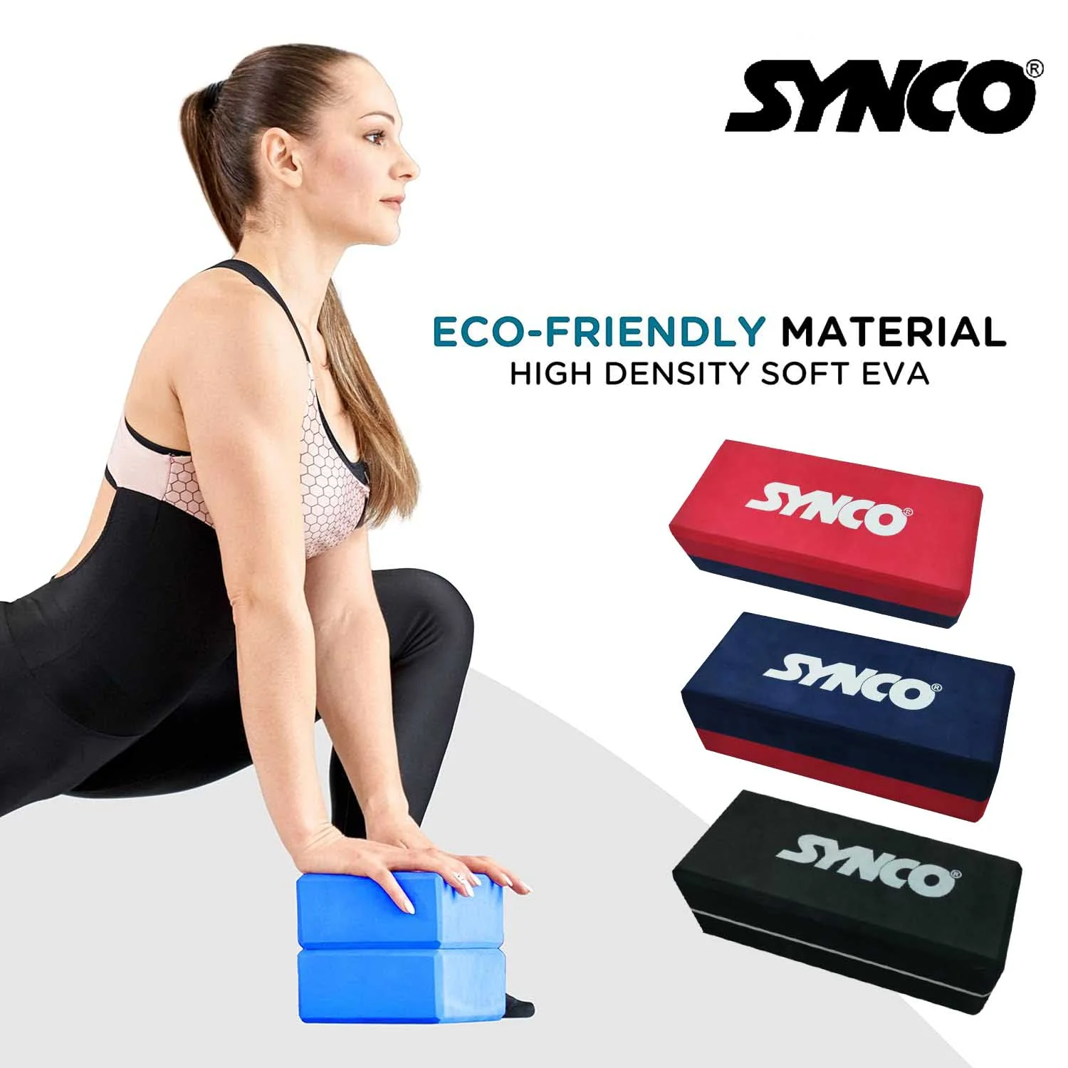 Synco Yoga Bricks - High Density Premium EVA Foam Yoga Brick Assorted color - Image 3