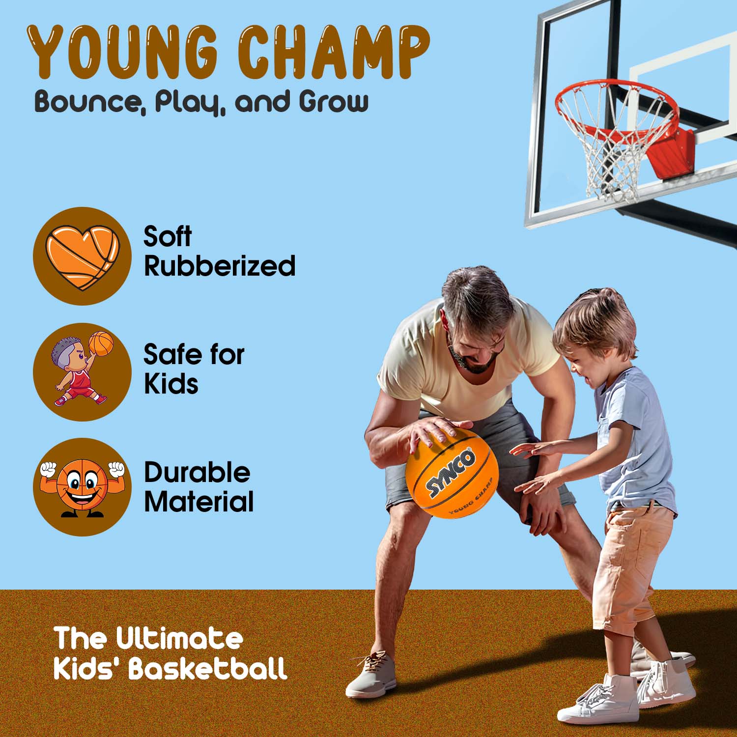 Synco Young Champ Basketball (Size-3) Orange - Image 3