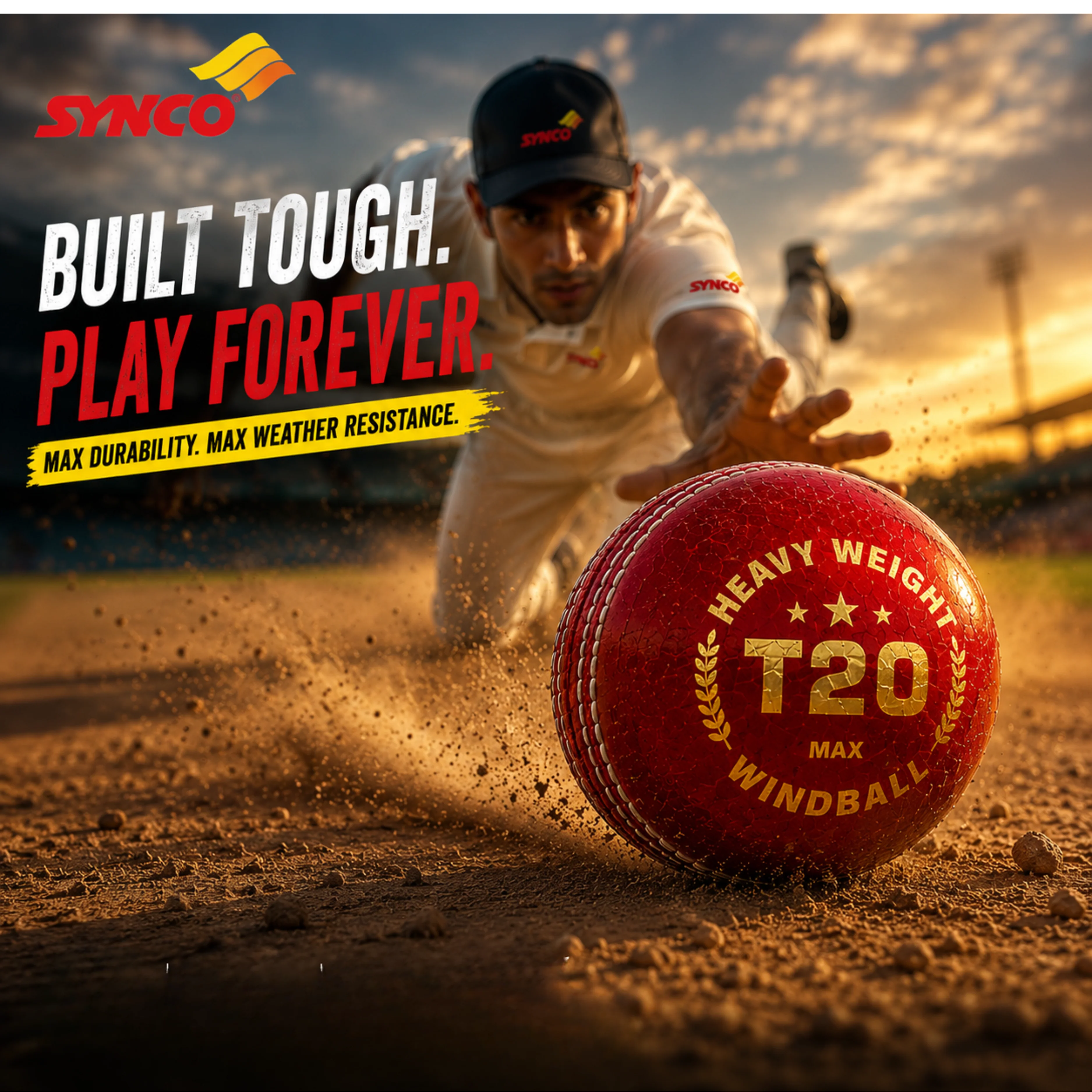 T20 Max Heavy Weight Cricket Wind Ball 130g set of 3 - Synco - Image 5