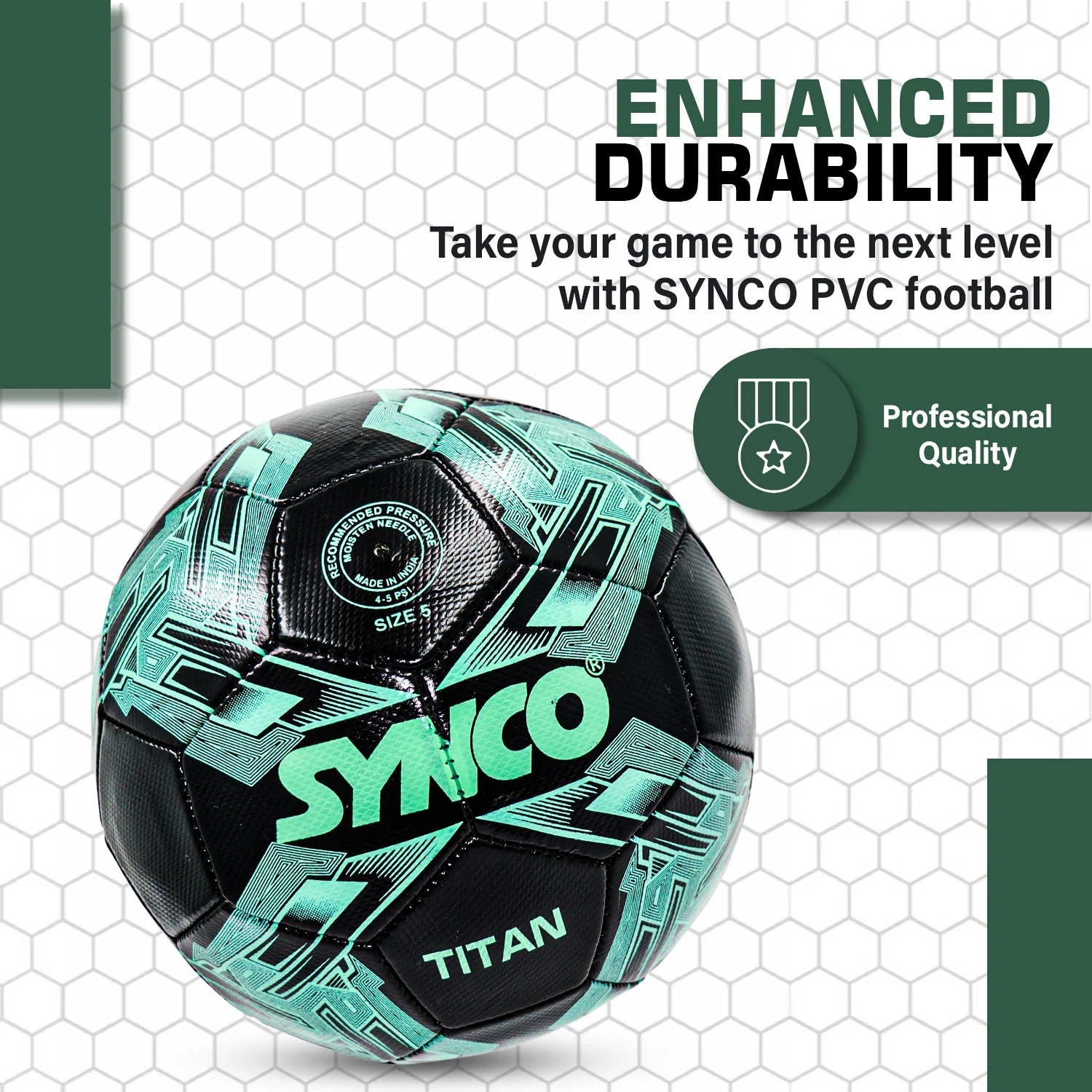Synco Titan Football | Training Football | PVC Machine Stitched | Soccer Ball Size 5 - Image 3