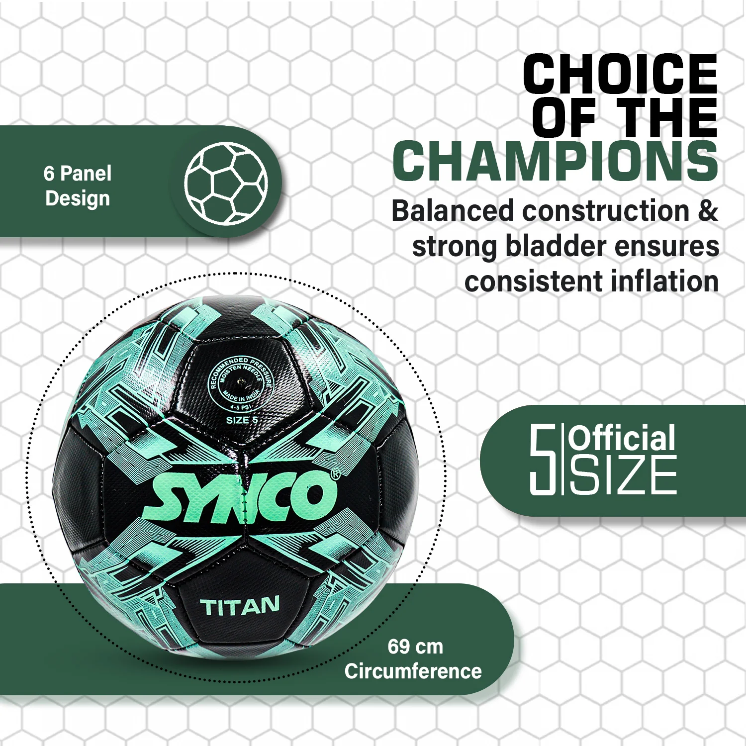 Synco Titan Football | Training Football | PVC Machine Stitched | Soccer Ball Size 5 - Image 5