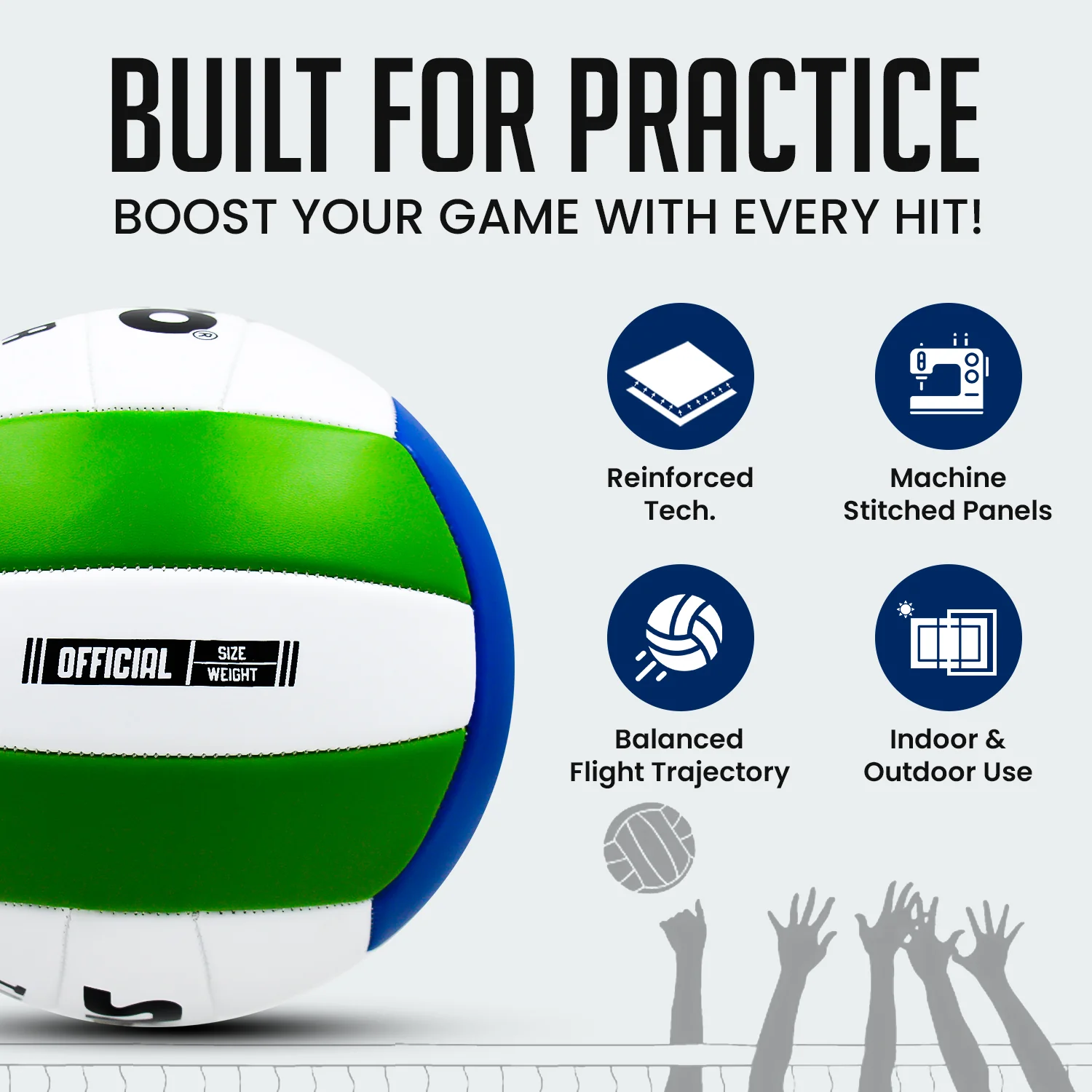Synco Trainer Volleyball, PVC Machine Stitched, 18 Panels Soft Touch & Lightweight - Image 4