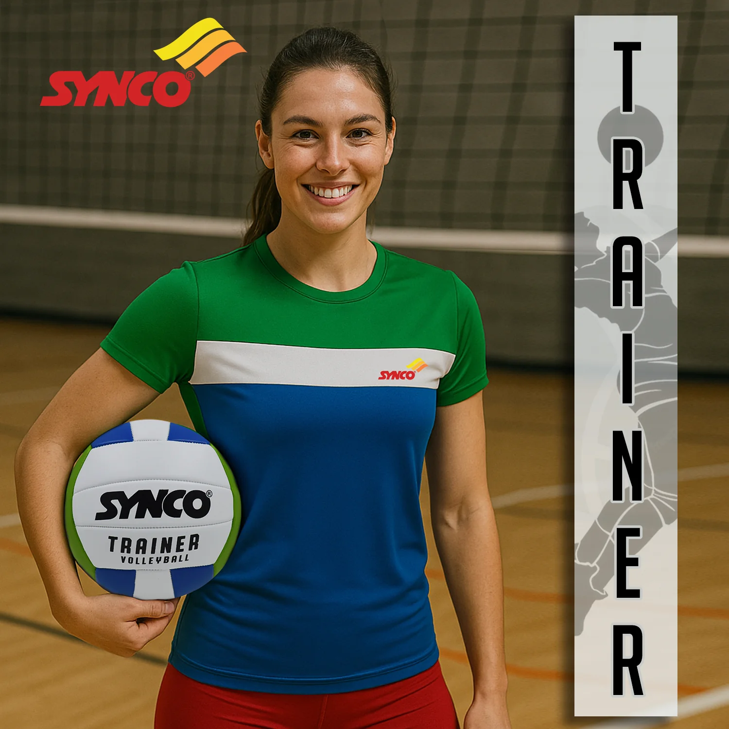 Synco Trainer Volleyball, PVC Machine Stitched, 18 Panels Soft Touch & Lightweight - Image 7