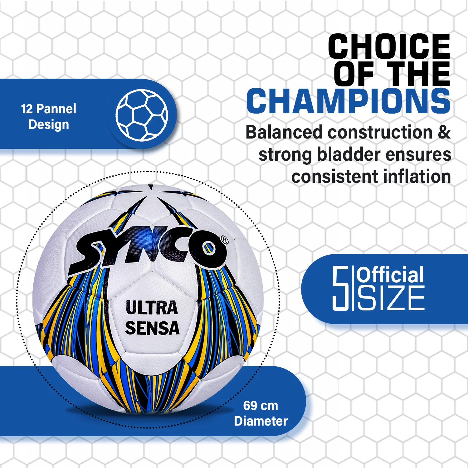 Synco Ultrasensa Football | PU Hand Stitched | Match Ball | Size 5 - Image 7