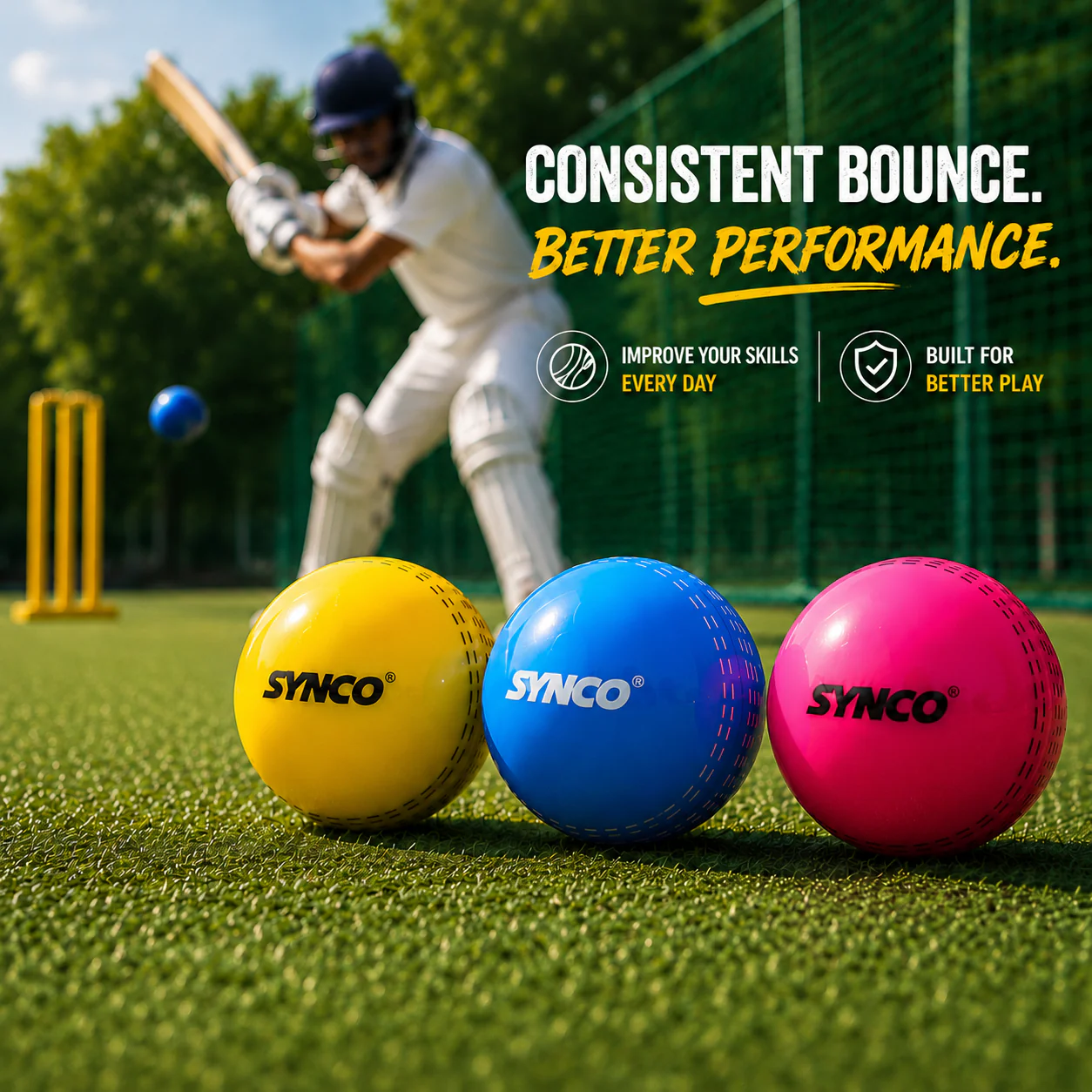 Windball Cricket Balls Pack of 3 90g- Synco - Image 5