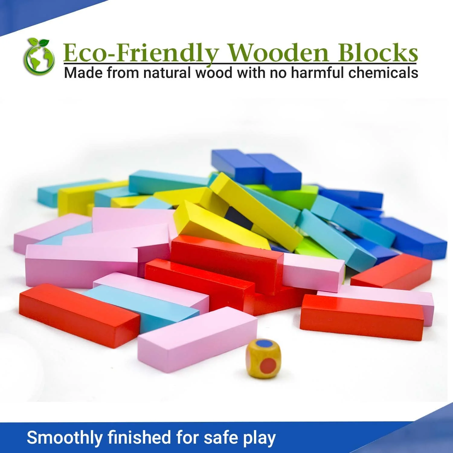 Synco Mini Tower | Wooden Tumbling Tower | Best Wooden Game for Children & Adults | Mini Wooden Block Set For Family Fun, Skill-Building Game Multicolor Blocks-54Pc - Image 2