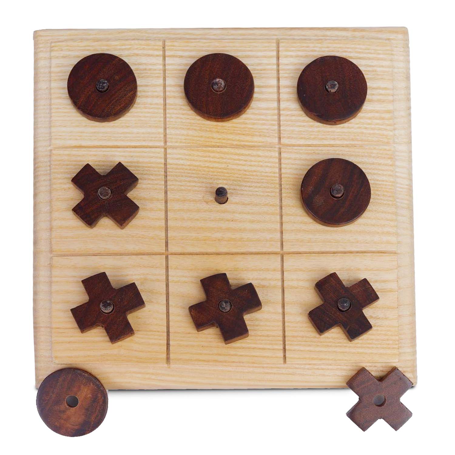 Synco Noughts & Crosses | Tic Tac Wooden Game | Natural Colour & Matte Finish | Gift for Friends & Family - Image 2