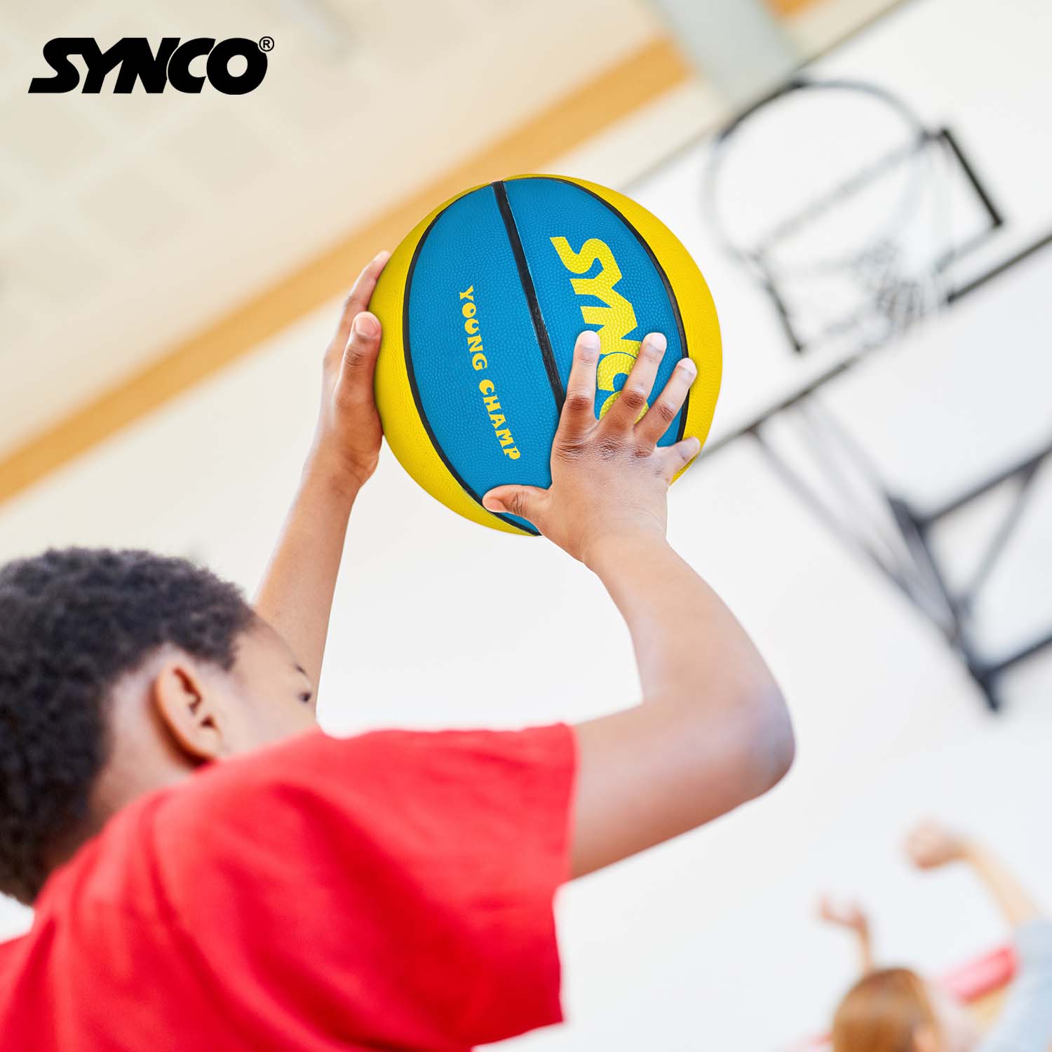 Synco Young Champ Basketball (Size-3) Blue-Yellow - Image 6